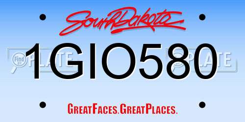 1GIO580 South Dakota License Plate