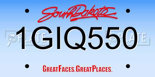 1GIQ550 South Dakota License Plate
