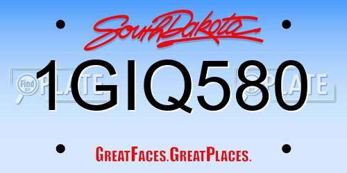 1GIQ580 South Dakota License Plate