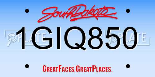 1GIQ850 South Dakota License Plate