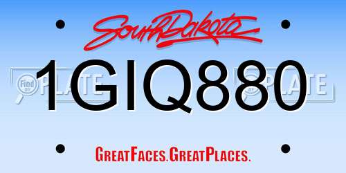 1GIQ880 South Dakota License Plate