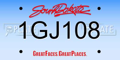 1GJ108 South Dakota License Plate
