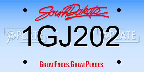 1GJ202 South Dakota License Plate