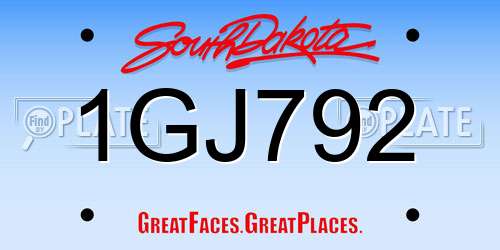 1GJ792 South Dakota License Plate