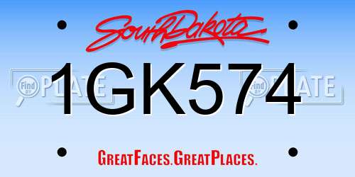 1GK574 South Dakota License Plate