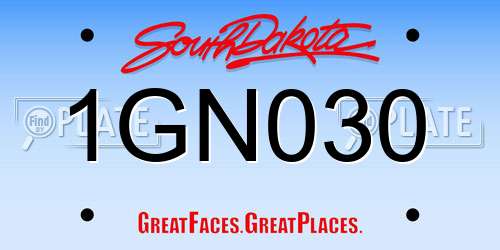 1GN030 South Dakota License Plate