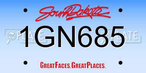 1GN685 South Dakota License Plate