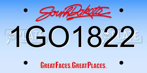 1GO1822 South Dakota License Plate