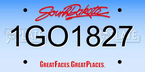 1GO1827 South Dakota License Plate