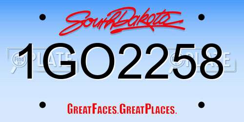 1GO2258 South Dakota License Plate