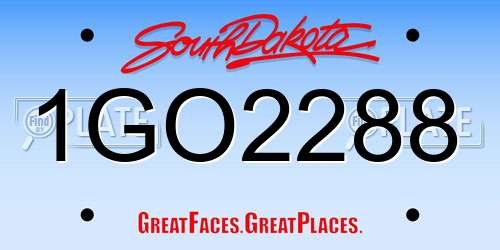 1GO2288 South Dakota License Plate