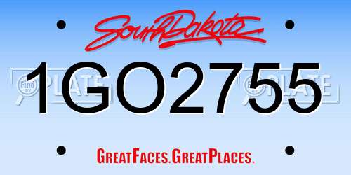 1GO2755 South Dakota License Plate
