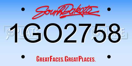 1GO2758 South Dakota License Plate