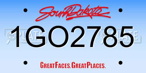 1GO2785 South Dakota License Plate
