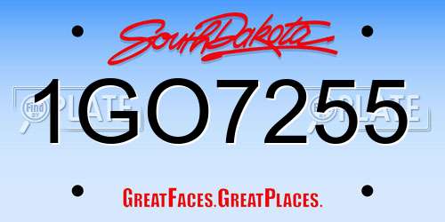 1GO7255 South Dakota License Plate