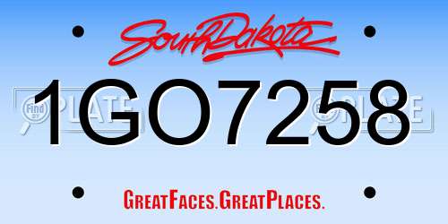 1GO7258 South Dakota License Plate