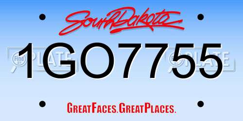 1GO7755 South Dakota License Plate