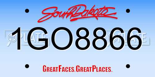 1GO8866 South Dakota License Plate