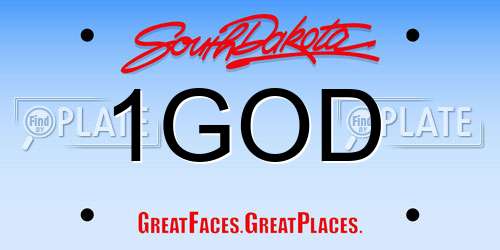 1GOD South Dakota License Plate