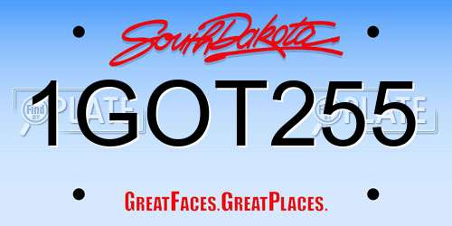 1GOT255 South Dakota License Plate