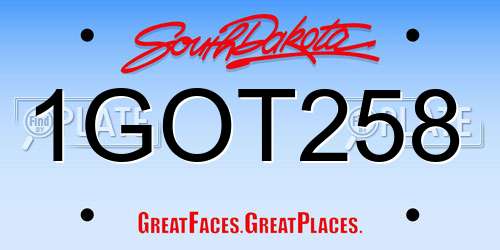 1GOT258 South Dakota License Plate