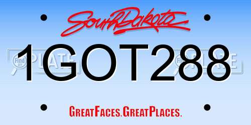 1GOT288 South Dakota License Plate
