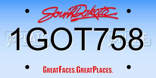 1GOT758 South Dakota License Plate