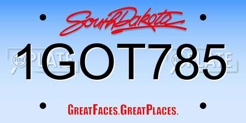 1GOT785 South Dakota License Plate