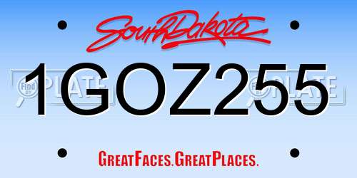 1GOZ255 South Dakota License Plate