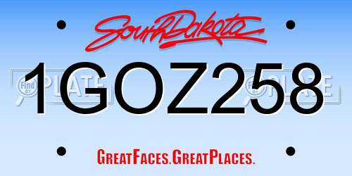 1GOZ258 South Dakota License Plate