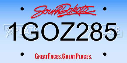 1GOZ285 South Dakota License Plate