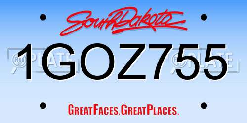 1GOZ755 South Dakota License Plate