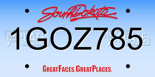 1GOZ785 South Dakota License Plate