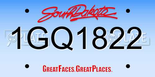 1GQ1822 South Dakota License Plate