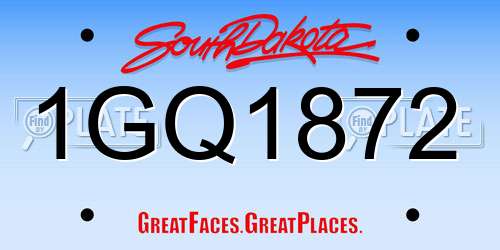 1GQ1872 South Dakota License Plate