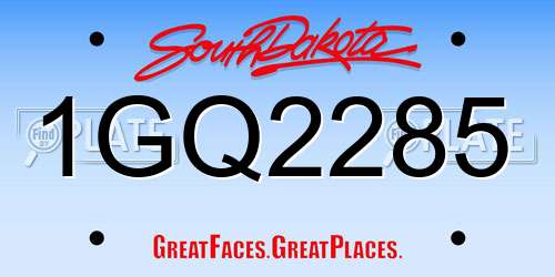 1GQ2285 South Dakota License Plate