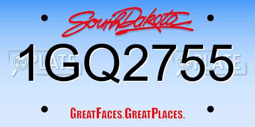 1GQ2755 South Dakota License Plate