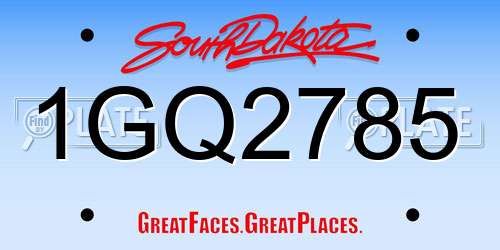1GQ2785 South Dakota License Plate