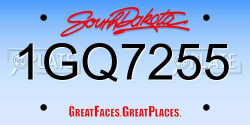 1GQ7255 South Dakota License Plate