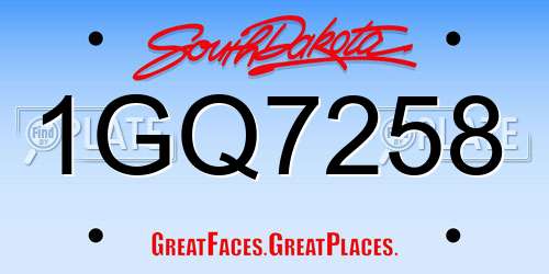1GQ7258 South Dakota License Plate