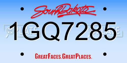 1GQ7285 South Dakota License Plate