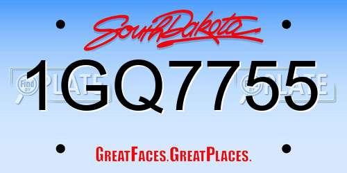 1GQ7755 South Dakota License Plate