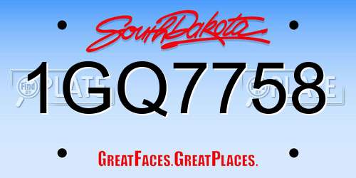 1GQ7758 South Dakota License Plate