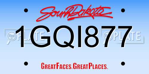 1GQI877 South Dakota License Plate