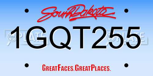 1GQT255 South Dakota License Plate