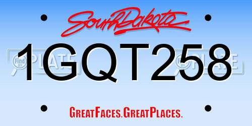 1GQT258 South Dakota License Plate