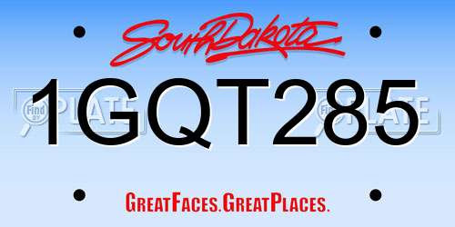 1GQT285 South Dakota License Plate