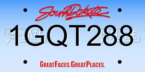 1GQT288 South Dakota License Plate