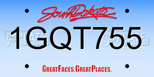 1GQT755 South Dakota License Plate