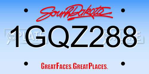 1GQZ288 South Dakota License Plate